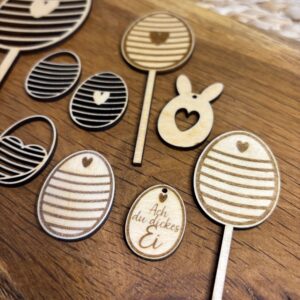 Oster Deko Stecker aus Holz in verschiedenen Größen mit Laser geschnitten