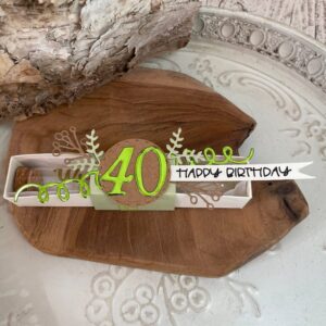 Geldgeschenk zum 40. Geburtstag als Wunscherfüller im Reagenzglas mit Geschenkverpackung