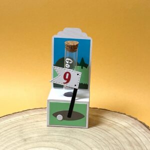 Golf-Geldgeschenk Verpackung – Reagenzglas mit Schriftzug „Golfgeld“ für Gutscheine, Geld, Standbag, Golfschläger, Geschenkidee