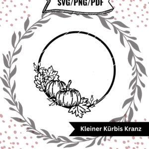 Plotterdatei kleiner Kürbis Kranz als filigrane Herbstzeichnung