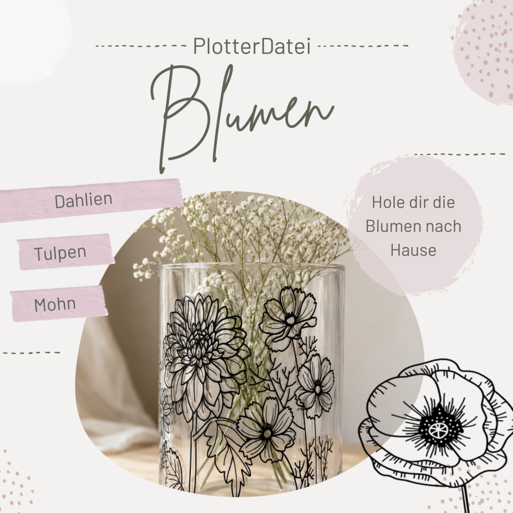 plotterdatein im svg format mit blumen und garten